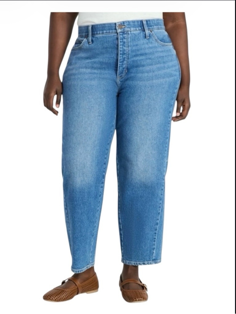 Terra & Sky Women's Plus Size 22W High-Rise Barrel Leg Jeans in Sloane Wash